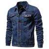 2025 Autumn Men Solid Denim Jackets Fashion Motorcycle Vintage Jeans Jackets Hommes Slim Fit Cotton Casual Black Blue Coats