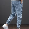 Spring Summer Black Blue Cargo Jeans Men Streetwear Denim Jogger Pants Men Baggy Harem Jean Trousers Plus Size