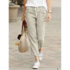Autumn Cotton Women’s Pants Y2K Black Drawstring Elastic Waist Casual Pants Female Loose Fashion Elegant Ladies Bottom