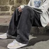 2025 New Streetwear Loose Jeans Men Korean Style Fashion Loose Straight Wide Leg Pants Men’s Brand Clothing Black Light Blue