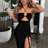 Sleeveless Sexy Female Midi Backless Dresses Slim Night Club Party Women’s Dress Bodycon Vestidos Elegantes Para Mujer