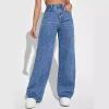 Fashion retro blue jeans women y2k High street baggy straight pants High waisted all-in-one slim pants