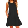 Women’s Dress Summer Casual T Shirt Dresses Beach Cover up Plain Pleated Tank Pockets Dress