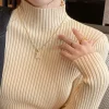 Elegant Solid Basic Knitted Tops Women Turtlneck Sweater Long Sleeve Casual Slim Pullover Korean Fashion Simple Chic Clothes