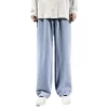 2025 New Streetwear Loose Jeans Men Korean Style Fashion Loose Straight Wide Leg Pants Men’s Brand Clothing Black Light Blue