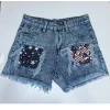 Womens USA National Flag Denim Jeans Shorts High Waist Shorts Printed Ameirican Flags Vintage Pants Jeans Fashion Streetwears