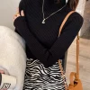 Elegant Solid Basic Knitted Tops Women Turtlneck Sweater Long Sleeve Casual Slim Pullover Korean Fashion Simple Chic Clothes
