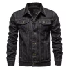 2025 Autumn Men Solid Denim Jackets Fashion Motorcycle Vintage Jeans Jackets Hommes Slim Fit Cotton Casual Black Blue Coats