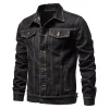 2025 Autumn Men Solid Denim Jackets Fashion Motorcycle Vintage Jeans Jackets Hommes Slim Fit Cotton Casual Black Blue Coats