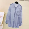 Summer Sunscreen Shirt Elegant Perspective Thin Chiffon Blouse Korean Harajuku See Through Loose Top Casual Women’s Cardigan