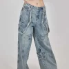 USA Stock- Women’s Wide Leg Baggy Denim Bib Pants Jeans Pants with Detachable Shoulder Straps and Pockets