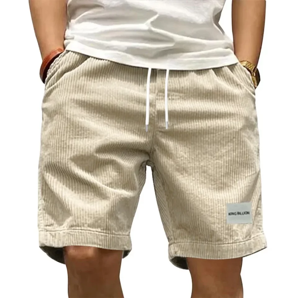 Vintage Cargo Shorts Men's Summer Trendy Retro Corduroy Short Pants Men's Casual Solid Color Shorts Sports Breathable Sweatpants
