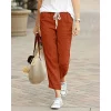 Autumn Cotton Women’s Pants Y2K Black Drawstring Elastic Waist Casual Pants Female Loose Fashion Elegant Ladies Bottom
