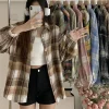 Plaid Shirt Women Fashion Autumn Long Sleeve Top Female Vintage Single Breasted Blouse Ladies Preppy Style Loose Check Shirts