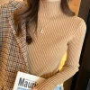 Elegant Solid Basic Knitted Tops Women Turtlneck Sweater Long Sleeve Casual Slim Pullover Korean Fashion Simple Chic Clothes